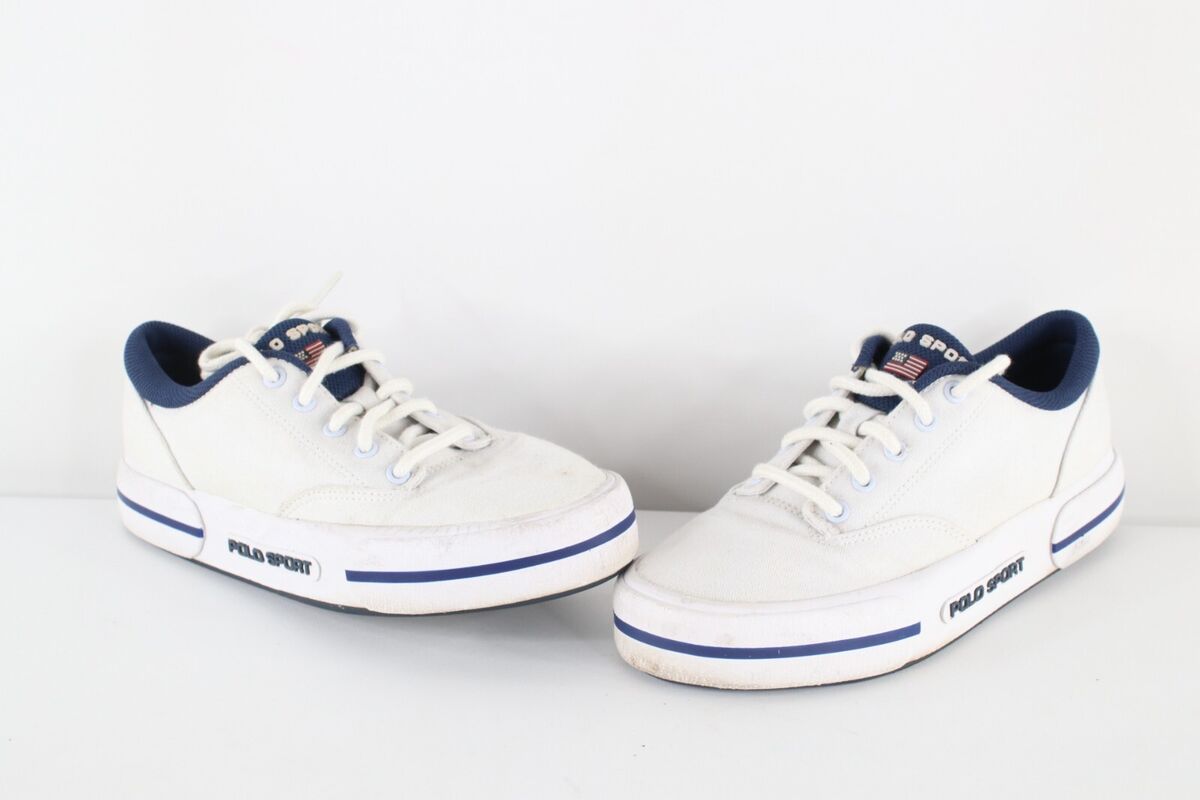 Vintage 90s Polo Sport Ralph Lauren Womens 6.5 Spell Out Canvas Shoes White Vintage 90s Polo Sport Ralph Lauren Womens 6.5 Spell Out Canvas Shoes White