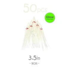 50pcs Fish WOW!® Glow 3.5" Squid Skirt Hoochies Octopus Soft Trolling Lures 9cm