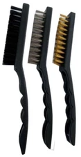 Grip 3pc 9" Wire Brushes Nylon Brass Stainless Steel Detailing Brush Set 27222