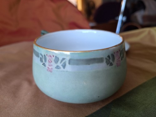 Antique Tea Cup Saucer Art Nouveau KPM Soft Green Hand Painted Porcelain Gold - Picture 12 of 18