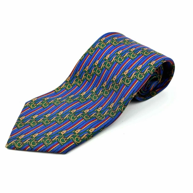 Cravate Gucci bleu violet vert soie 100 business du Japon