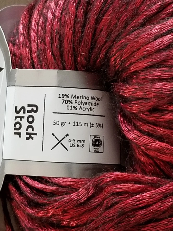 2 bolas de hilos de hielo Rock Star 51554 hilo brillante rojo/metálico • 50 g/115 m/ cada uno Foto 3 de 4