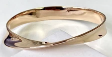 QVC Bronzo Italia Large Solid Sculpted Twist Design Oval Bangle