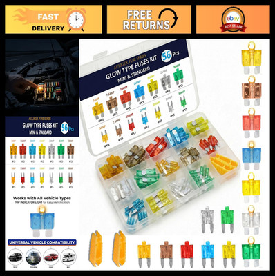 56pcs LED Light Up Fuses Kit - Glow Blade Fuses for Automotive, Truck, RV, SUV +