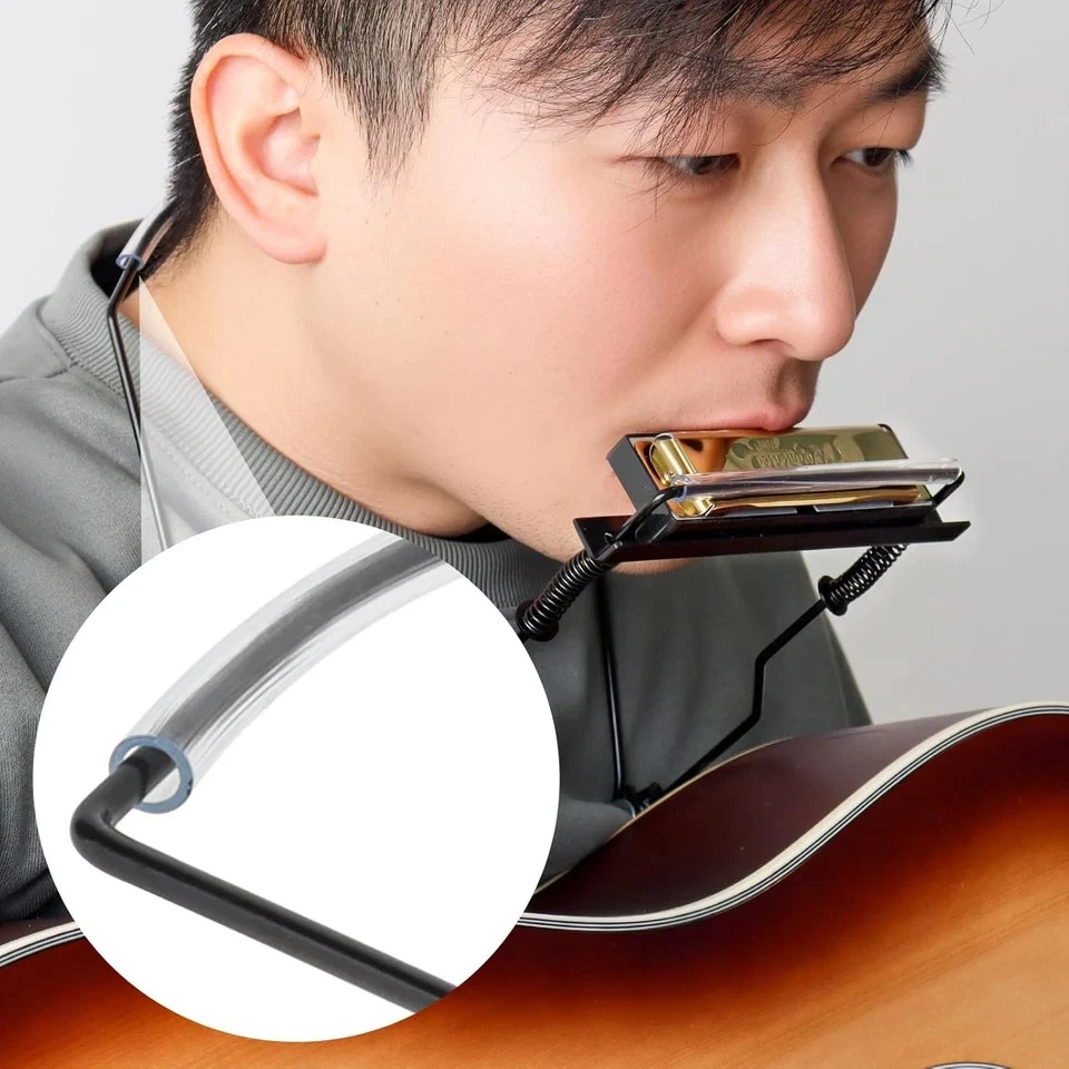Harmonica Holder Neck Holder Stand, Mouth Organ Metal Frame Adjustable for 10 Ho - Image 4 of 4