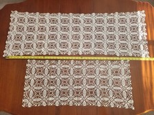 2 Vtg Handmade Crochet Lace Table Runner/ Dresser Scarf