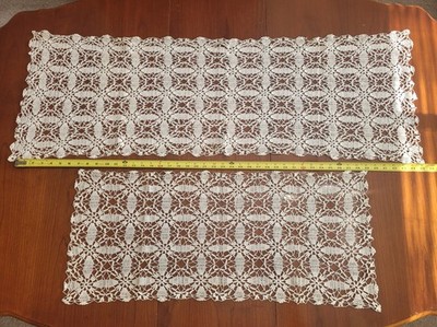 2 Vtg White Handmade Crochet Lace Table Runner/ Dresser Scarf | eBay