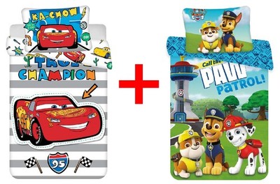 Disney Pixar Cars Lightning McQueen + Paw Patrol Babybettwäsche 100x135cm 2 Sets