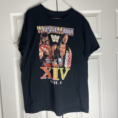 WWE Wrestle Mania 24 XIV Shawn Michaels Stone Cold Black T-Shirt Size XL