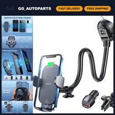15W Fast Wireless Car Charger Mount - Phone Holder for Dashboard, Windshield, Ai