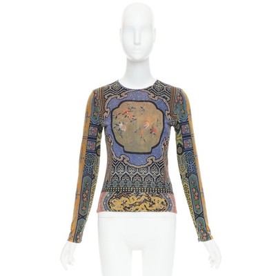 VIVIENNE TAM purple Dynasty chinoiserie dragon birds print long