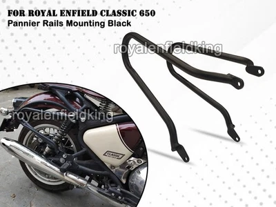 Rails De Montage De Valises Pour Royal Enfield Classic 650 Noir Acier Arrière - Photo 1/4