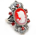 Swiss Marcasite Italian Cameo White Lady 925 Sterling Silver Ring Sz 7 PC13-6 — photo 2