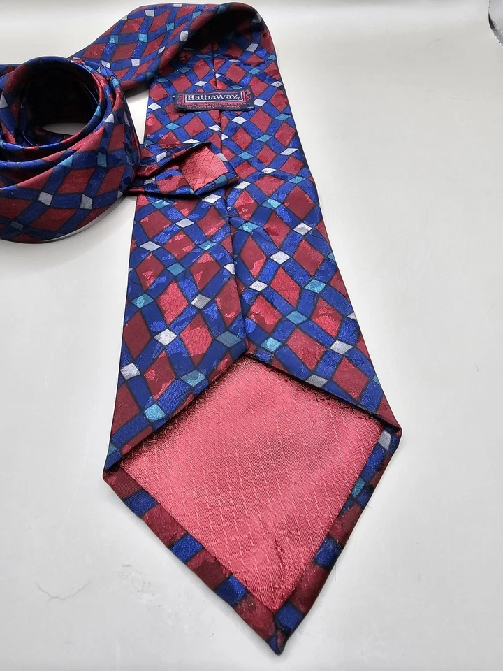 Corbata vintage Hathaway azul 100 % poliéster para hombre EE. UU. 56 x 3,5 pulgadas Foto 3 de 4