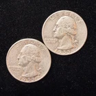 90% Silver - $0.50 FV - 2 Coins -  1955 Washington Quarter  - 17-18