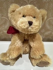 Russ Berrie Giles Teddy Bear Plush 10” Stuffed Animal W/ Red Ribbon Bow