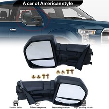 2x For Ford F-150 New Matte Black Manual Extendable Side Towing Mirrors Lhrh