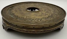 Qing Dynasty Bronze Bombe Censer Tripod Footed Stand Bird & Floral Design