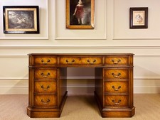 ANTIQUE STYLE MAHOGANY TWIN PEDESTAL PARTNERS DESK BRAND NEW LEATHER TOP HARRODS