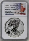 2019 W Pride of Two Nations Enhanced Reverse PF69 American Silver Eagle