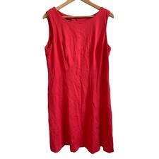 Talbots Womens Coral Red Sleeveless Sheath Dress Size 14 Career Boat Neck Ponte
