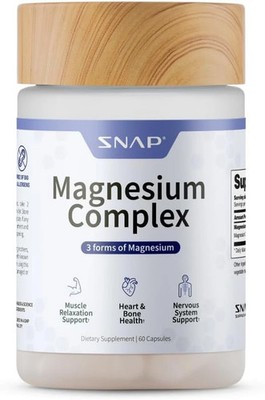 3-In-1 Magnesium Complex Supplement, Magnesium Bisglycinate, Oxide, Citrate, Tri