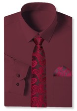 Mens Long Sleeve Dress Shirt and Tie Set Suit Shirt with Matching Tie and Han...