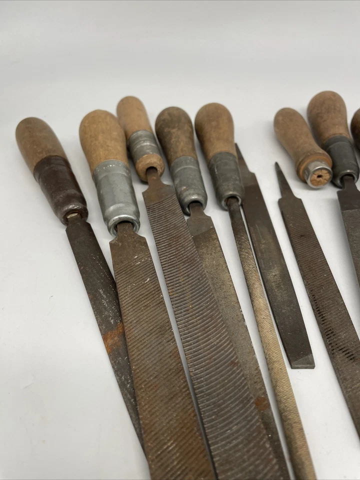 Lote de 11 archivos usados antiguos usados Nicholson Heller ++++ tubo de trabajo de madera de metal +++ Foto 2 de 4