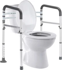 Toilet Safety Rails, Adjustable Toilet Frame for Elderly, Seniors, Handicap & Di