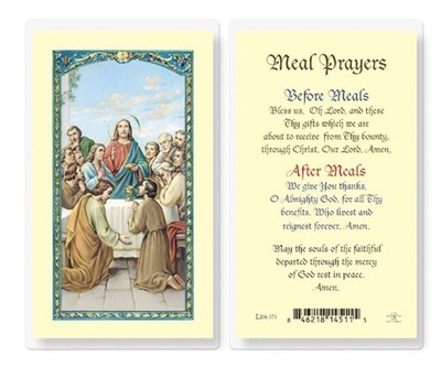 Meal Prayers Last Supper Before & After Meal Prayer Card Laminated Holy Card