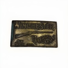 Vintage Winchester Repeating Arms Brass Belt Buckle, 2x4."