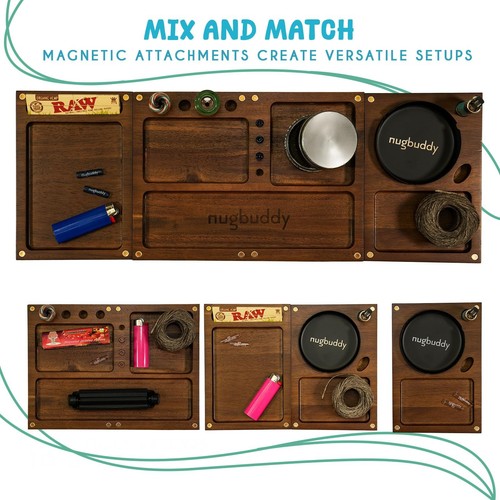 Vassoio Rotante in Legno - Set Design Pieghevole 3 in 1 con Coperchio Magnetico - Grande e Sma... - Foto 2 di 6