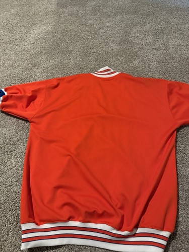New York Knicks Mitchell & Ness Orange 1968/69 NBA Authentic Shooting Shirt SZ54 - Picture 9 of 12