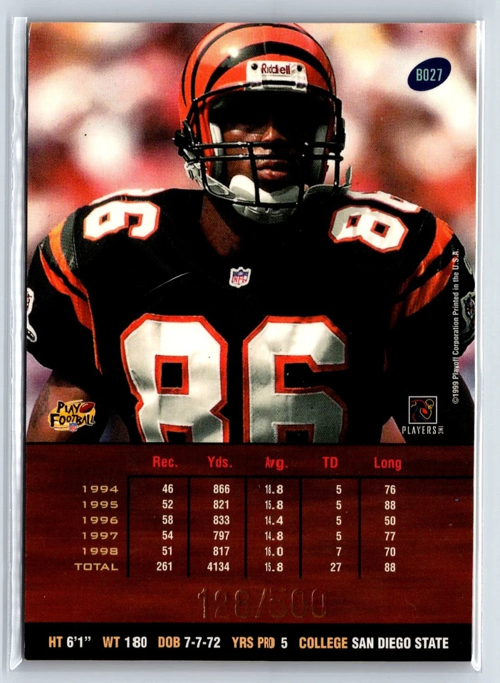 1999 Playoff Prestige SSD Spectrum Red #B027 Darnay Scott Bengals /500 - Image 2 of 2