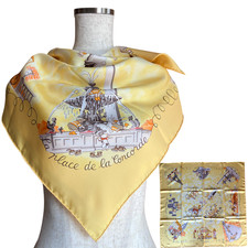 HERMES Carre 90 "Les Triples de Paris" 100 Silk Scarf Vintage Rare Cleaned