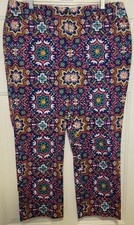 Ladies LANDS END Blue Multi Ankle Pants Mid Rise Straight Leg, sz 14