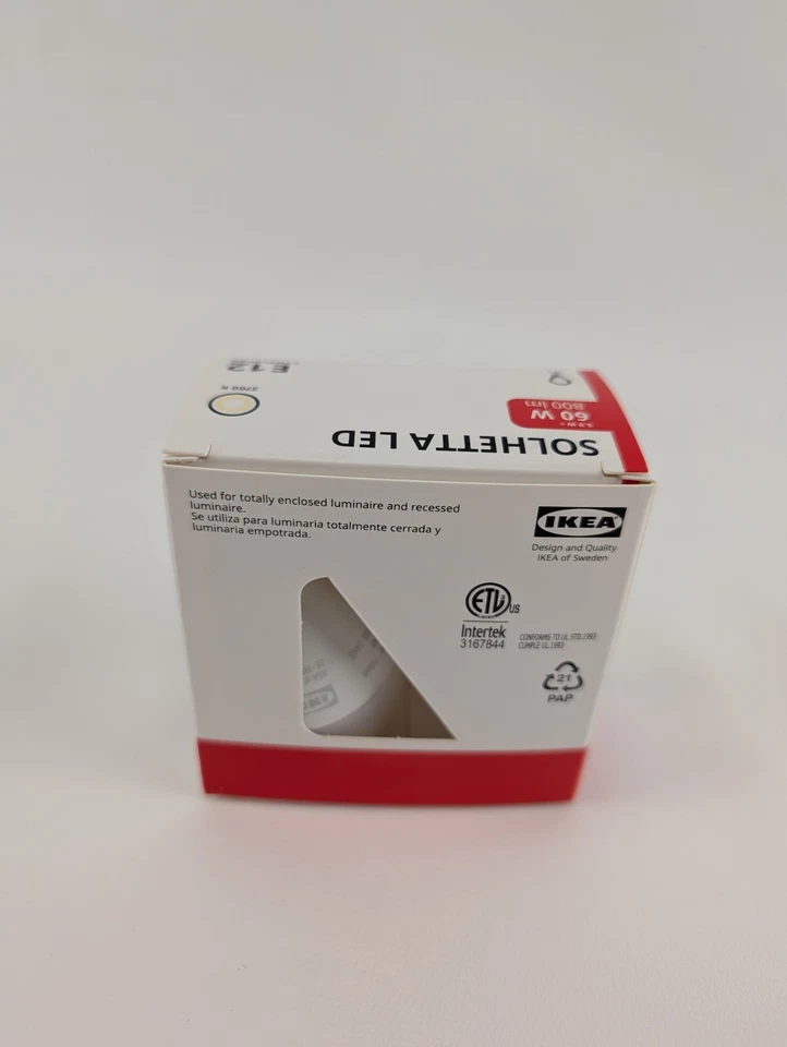 Ikea SOLHETTA LED Bulb 2 Pack E12 800 Lumen Dimmable Globe Opal 5.9 W - New - Image 4 of 4