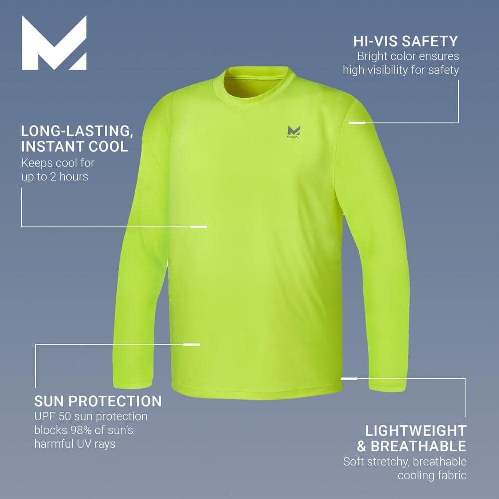 Mission Unisex Long Sleeve Performance Shirt Hi Vis Yellow-X Large