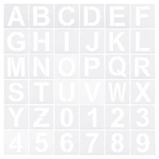 6 Inch Letter Number Stencils Alphabet Templates Set 7" Width, White 36pcs