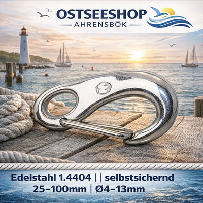 WICHARD Schnapphaken Karabinerhaken Edelstahl 1.4404   selbstsichernd
