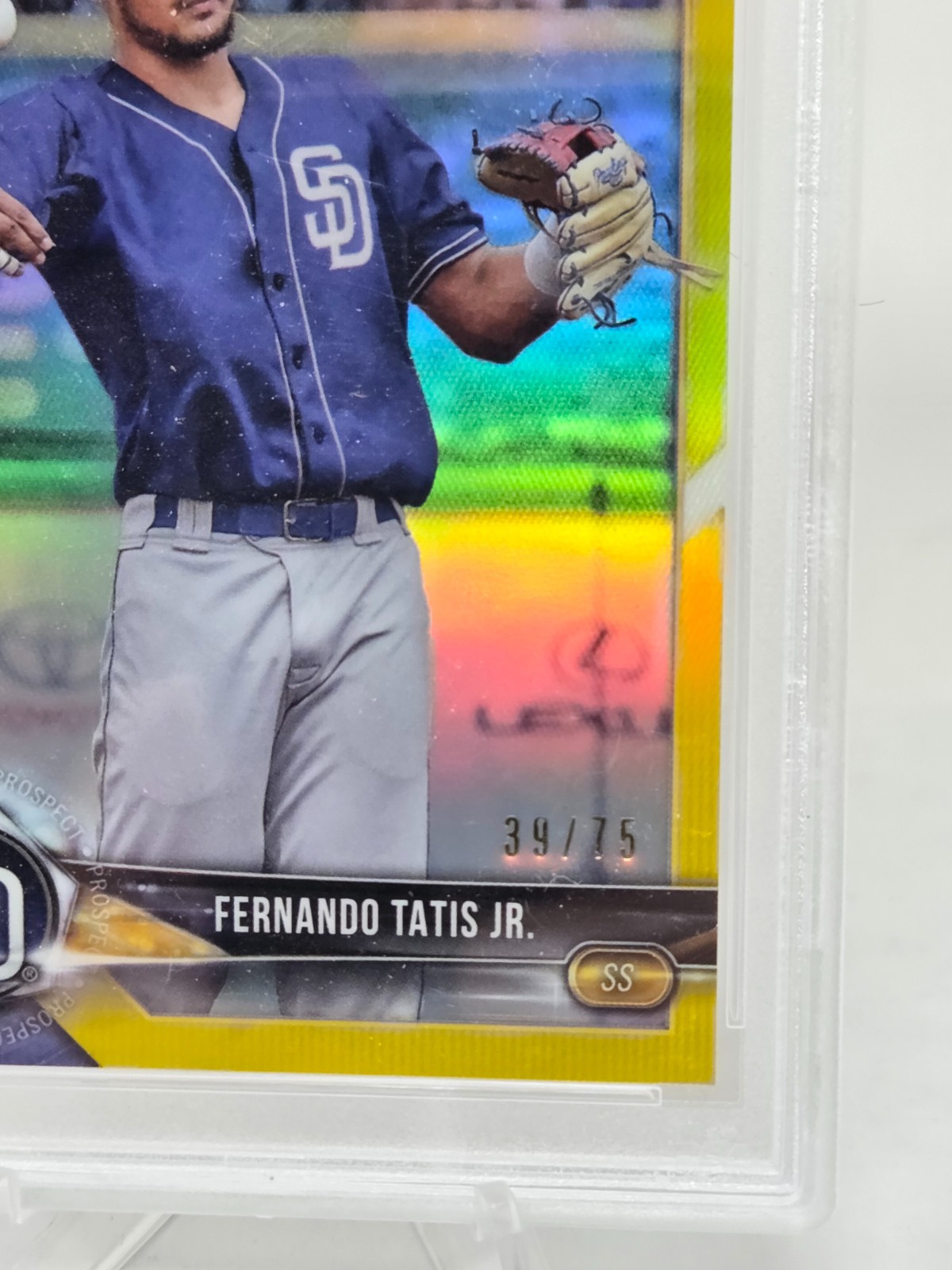2017 Bowman Chrome Yellow Refractor FERNANDO TATIS JR RC CARD/75 PSA 10 GEM MINT view 2