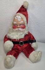 Vintage Genie Toys 17” Red Santa Blue Eyes Rubber Face Plush Rushton Style 50s