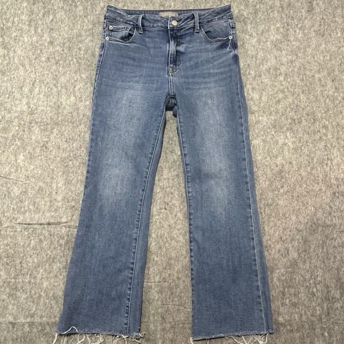 Jeans Just USA elasticizzato cropped svasato donna sfilacciato alla caviglia denim vita media - taglia 12 - Foto 4 di 14