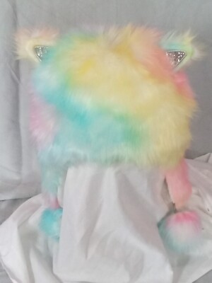 The Children's Place Girls Rainbow Tye Dyed Furry Cat  Ear Hat  Y L-XL Sherpa In