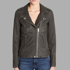 Iro Han Leather Moto Jacket Grey Size Us 2