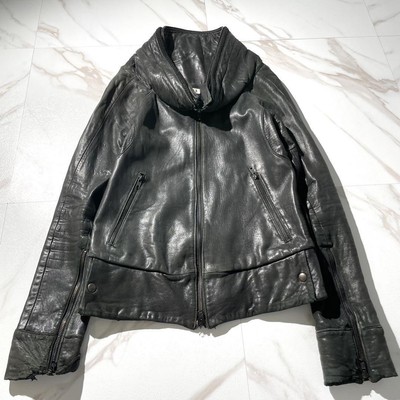Used L.G.B. Le Grand Bleu Leather Jacket Size 1 Black Length 56cm 