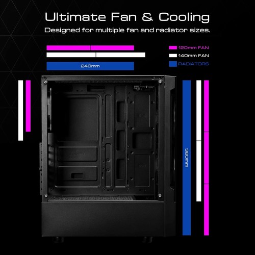 Mid Tower Tempered Glass PC Case with 3 RGB Fans & Cable Management Design - Picture 5 of 10