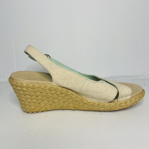 Crocs Women's A-Leigh Linen Wedge Open Toe Sandals US 10 Slingbacks - Picture 6 of 7