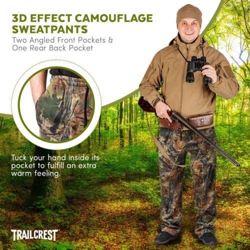 Herren Mossy Oak/Tarnmuster unten offen Baumwollmischung gemütlich Lounge Jagd Jogginghose - Bild 11 von 20