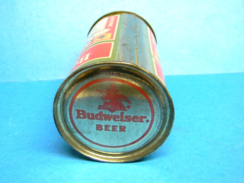 RARE CLEAN BUDWEISER VANITY LID FLAT TOP BEER CAN ST. LOUIS NEWARK LOS ANGELES